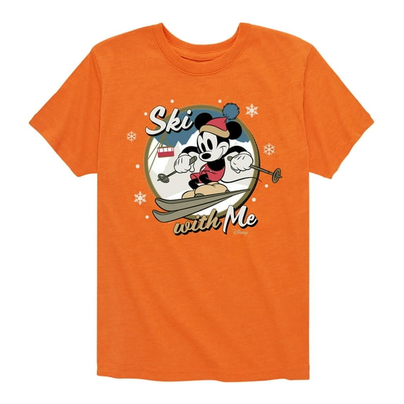 Disney - Ski With Me - Toddler & Youth Short Sleeve Graphic T-Shirt