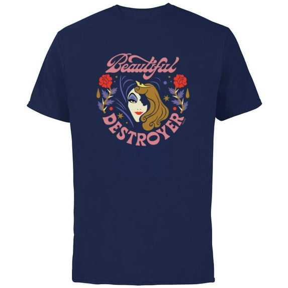 Disney Sleeping Beauty Aurora Maleficent Beautiful Destroyer - Short Sleeve Cotton T-Shirt for Adults - Customized-Navy