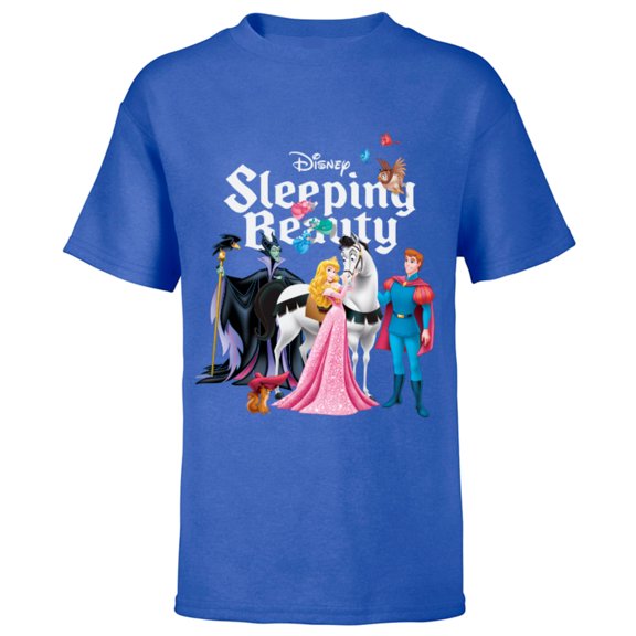 Disney Sleeping Beauty Characters T-Shirt - Short Sleeve T-Shirt for Kids - Customized-Royal