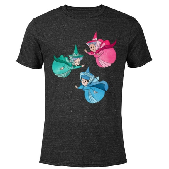 Disney Sleeping Beauty Good Fairies Flora Fauna Merryweather - Short Sleeve Blended T-Shirt for Adults - Customized-Black