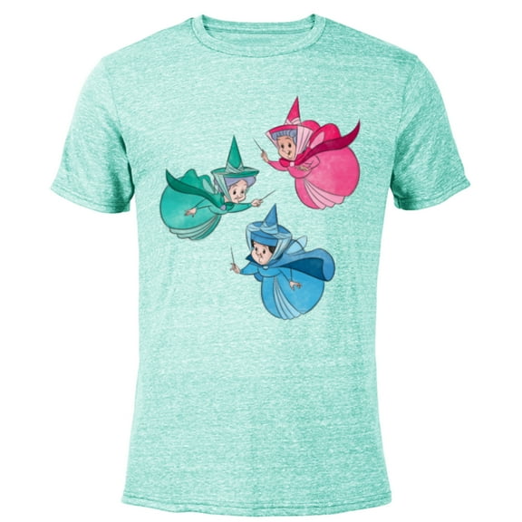 Disney Sleeping Beauty Good Fairies Flora Fauna Merryweather - Short Sleeve Blended T-Shirt for Adults - Customized-Ocean Blue