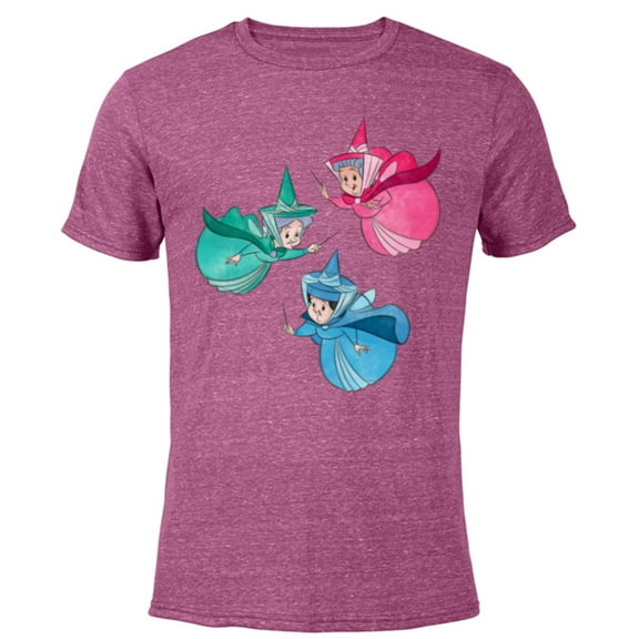 Disney Sleeping Beauty Good Fairies Flora Fauna Merryweather - Short Sleeve Blended T-Shirt for Adults - Customized-Purple