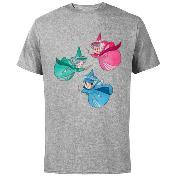 Disney Sleeping Beauty Good Fairies Flora Fauna Merryweather - Short Sleeve Cotton T-Shirt for Adults - Customized-Athletic Heather