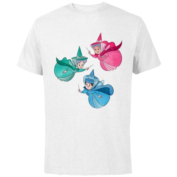 Disney Sleeping Beauty Good Fairies Flora Fauna Merryweather - Short Sleeve Cotton T-Shirt for Adults - Customized-White