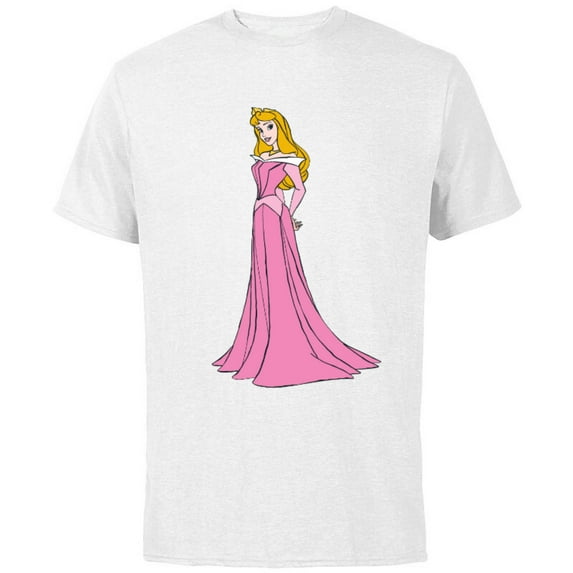 Disney Sleeping Beauty Princess Aurora Classic T-Shirt - Short Sleeve Cotton T-Shirt for Adults - Customized-White