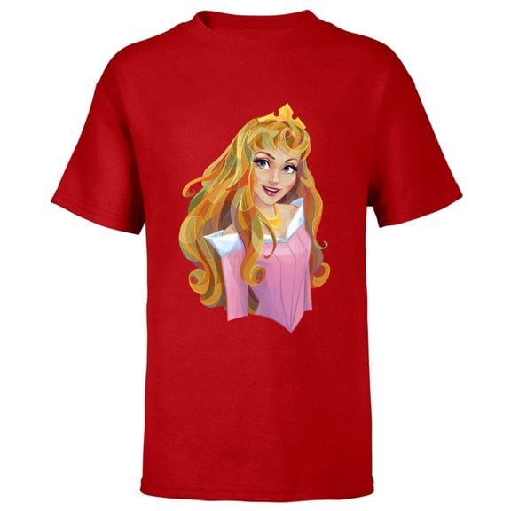 Disney Sleeping Beauty Princess Aurora Graphic T-Shirt - Short Sleeve T-Shirt for Kids - Customized-Red