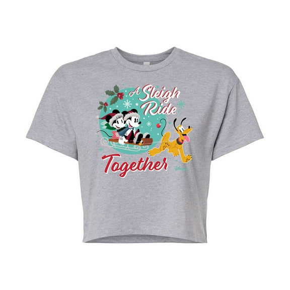 Disney - Sleigh Ride Together - Juniors Cropped Cotton Blend T-Shirt