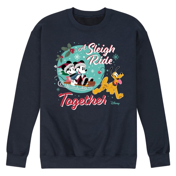 Disney - Sleigh Ride Together Mickey And Friends - Men's Crew Fleece Sweatshirt Sweatshirt