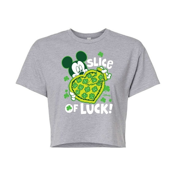 Disney - Slice Of Luck - Juniors Cropped Cotton Blend T-Shirt