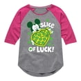 thumbnail image 1 of Disney - Slice Of Luck - Toddler And Youth Girls Raglan Graphic T-Shirt, 1 of 5