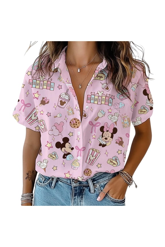 Disney Snacks Hawaiian Shirt, Mickey Minnie Disney Hawaiian Shirt, Disney Summer Shirt, Epcot Snack Button Up, Matching Disney Shirt