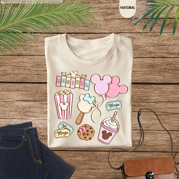 Disney Snacks T-Shirt, Magical Park Snacks, Disneyland Snacks, Epcot Snack, Magical Castle, Cute Disney Women Shirt,Natural color,size M