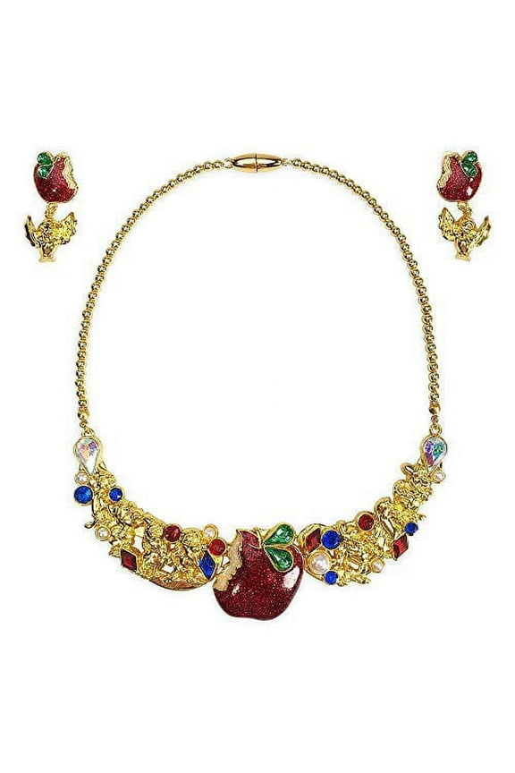 Snow White Costume Gold Jewelry Set, Includes Necklace and Earrings