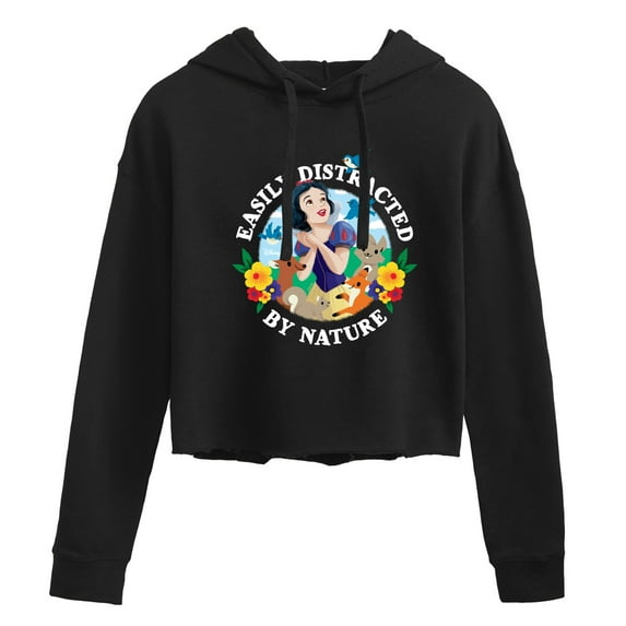 Disney - Snow White Distracted By Nature - Juniors Cropped Pullover Hoodie