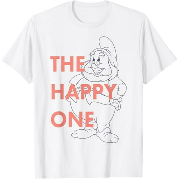 Disney Snow White The Happy One Outlined Graphic Gildan Unisex T-Shirt for Men Women Teenager, White Color, Size S