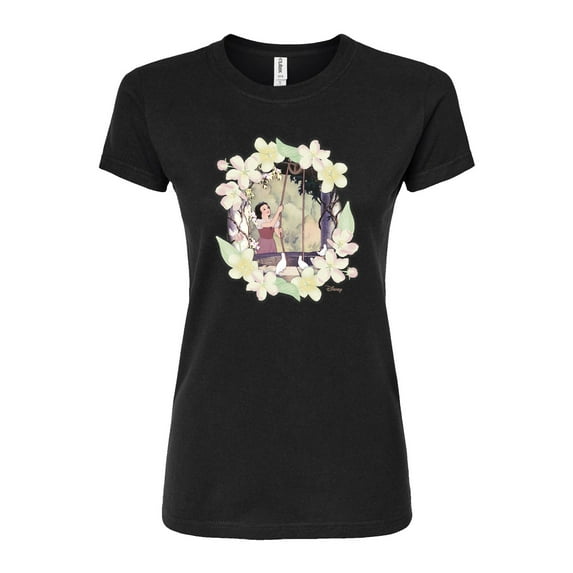 Disney Snow White & The Seven Dwarfs - Peek Through The Flowers - Juniors Fitted Graphic T-Shirt