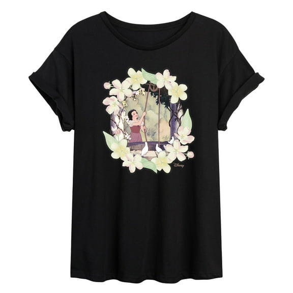 Disney Snow White & The Seven Dwarfs - Peek Through The Flowers - Women's Oversized T-Shirt