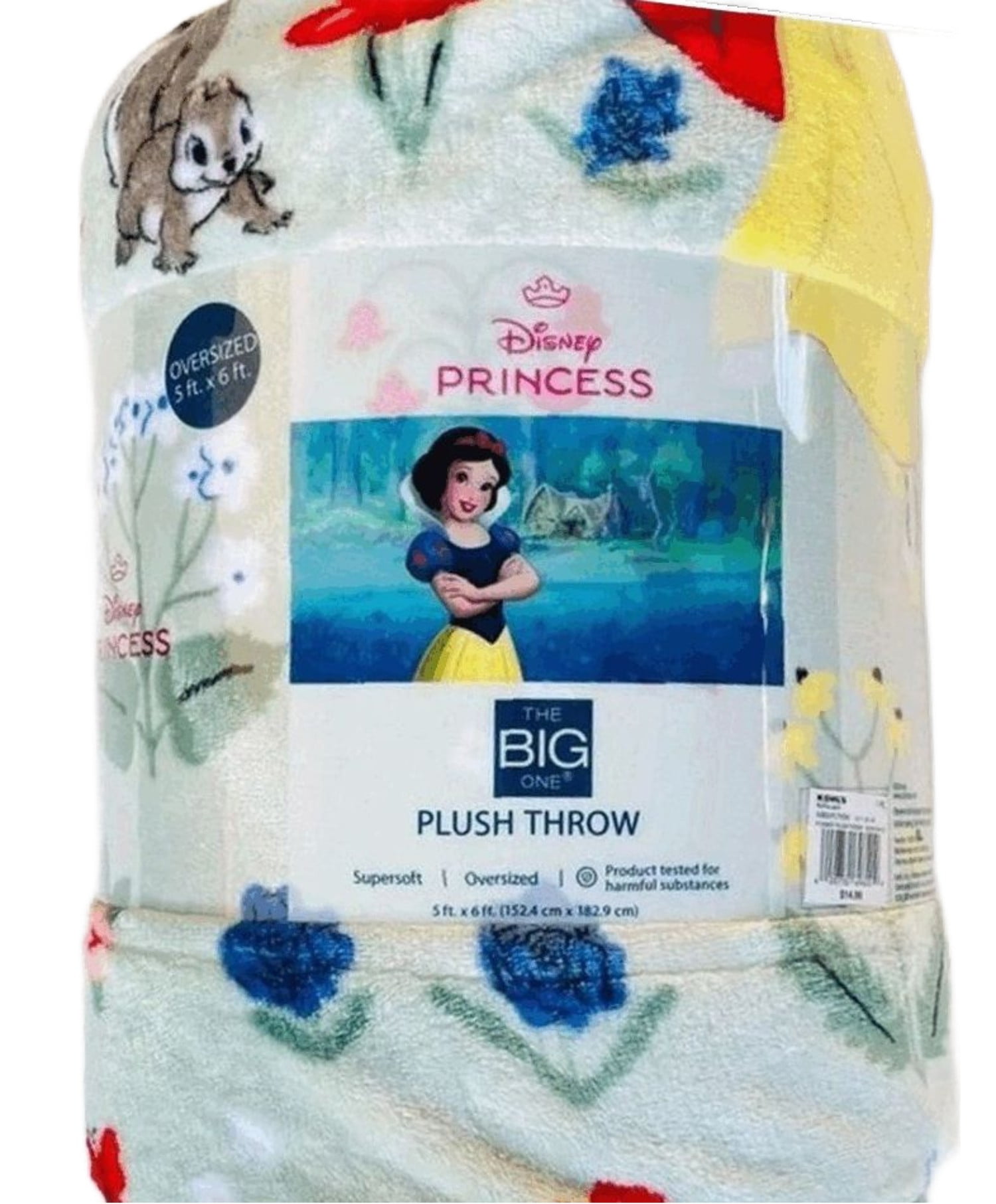 Disney Snow White and Animal Friends Print Light Blue Oversized Blanket ...