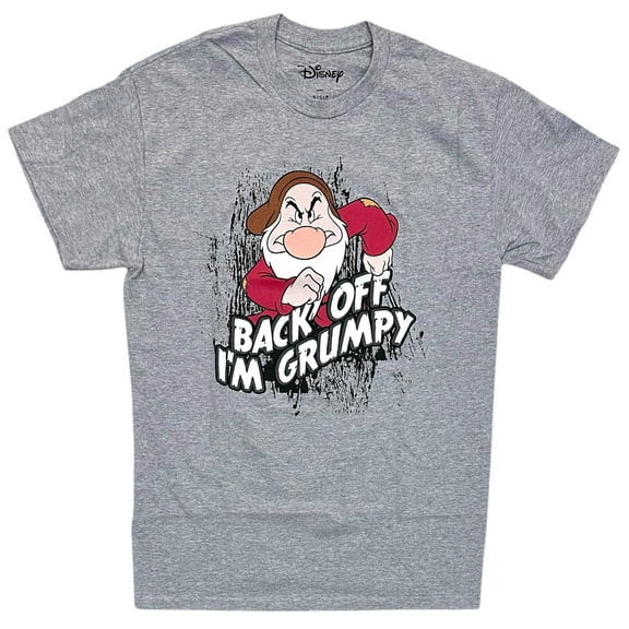 Disney Snow White and Seven Dwarfs Men's T-Shirt Back Off I'm Grumpy Tee (Small, Heather Grey)