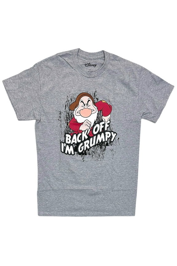 Snow White and Seven Dwarfs Men's T-Shirt Back Off I'm Grumpy Tee (Small, Heather Grey)