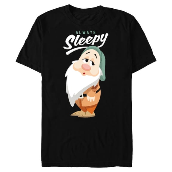 Disney Snow White and The Seven Dwarfs Always Sleepy T-Shirt- Short Sleeve Blended T-Shirt for Adults - Customized-Black