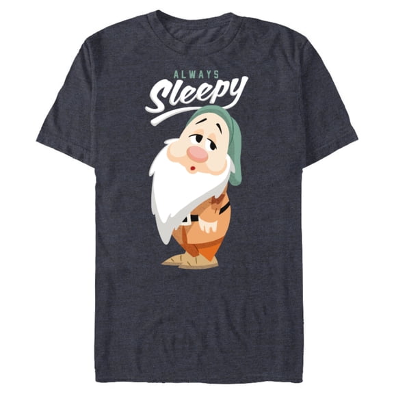 Disney Snow White and The Seven Dwarfs Always Sleepy T-Shirt- Short Sleeve Blended T-Shirt for Adults - Customized-Navy Heather