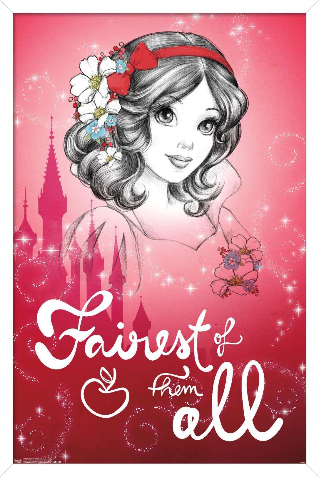 Disney Snow White and the Seven Dwarfs - Fairest of them All Wall Poster, 14.725" x 22.375", Framed