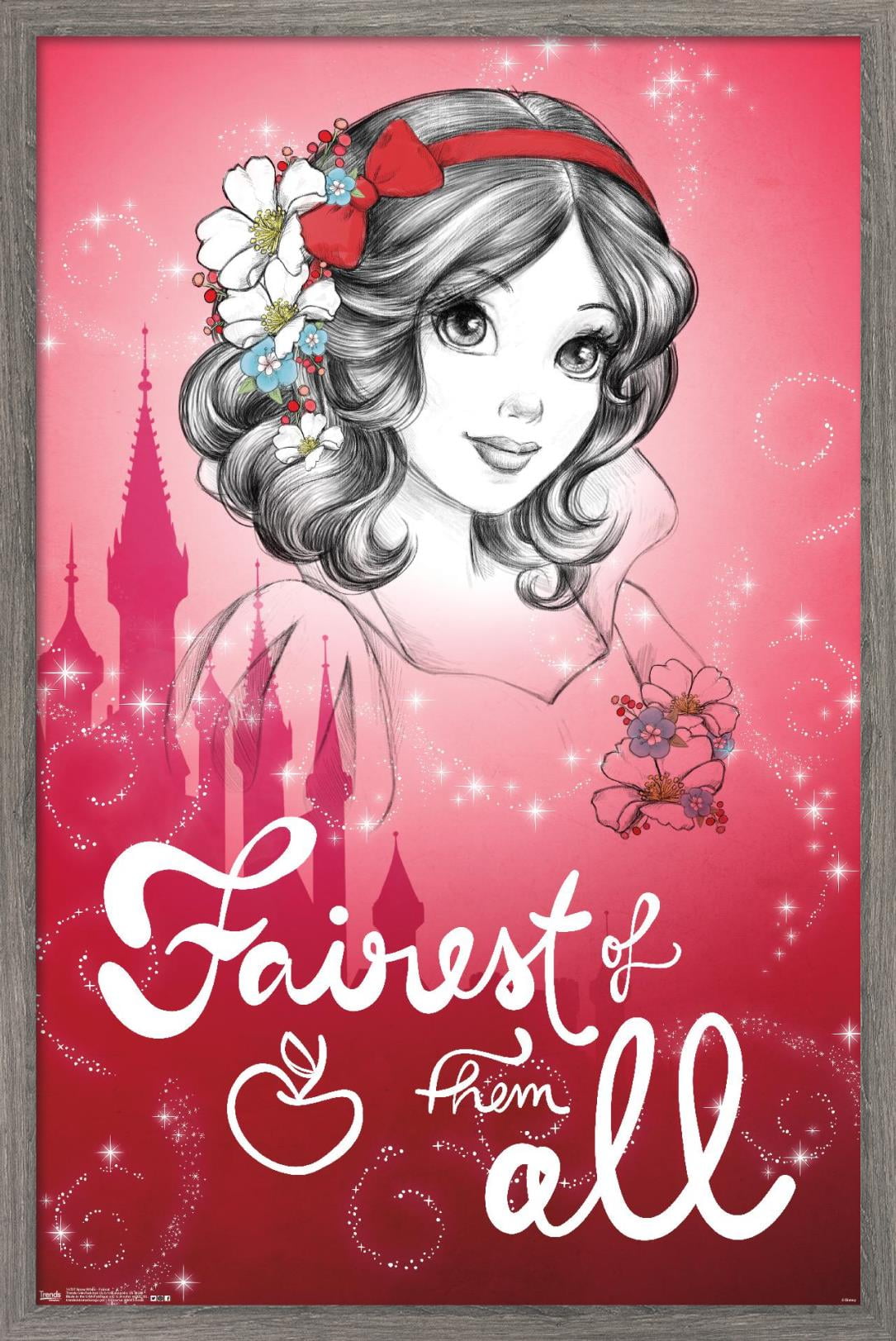 Disney Snow White and the Seven Dwarfs - Fairest of them All Wall Poster, 22.375" x 34", Framed