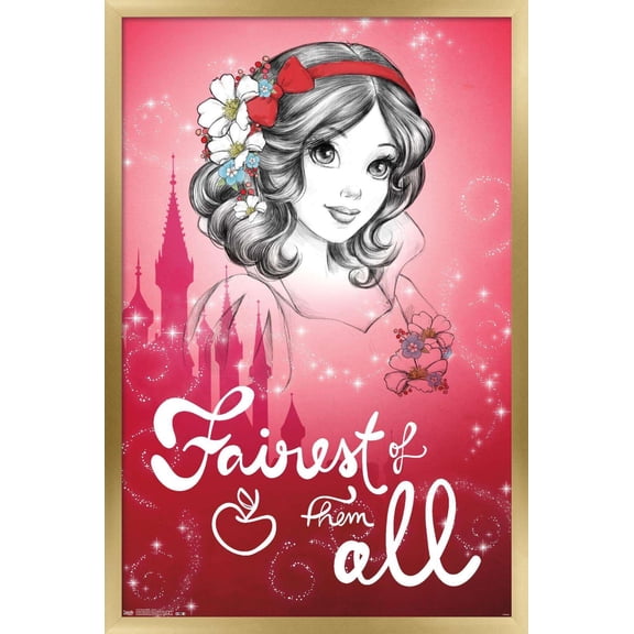 Disney Snow White and the Seven Dwarfs - Fairest of them All Wall Poster, 22.375" x 34", Framed