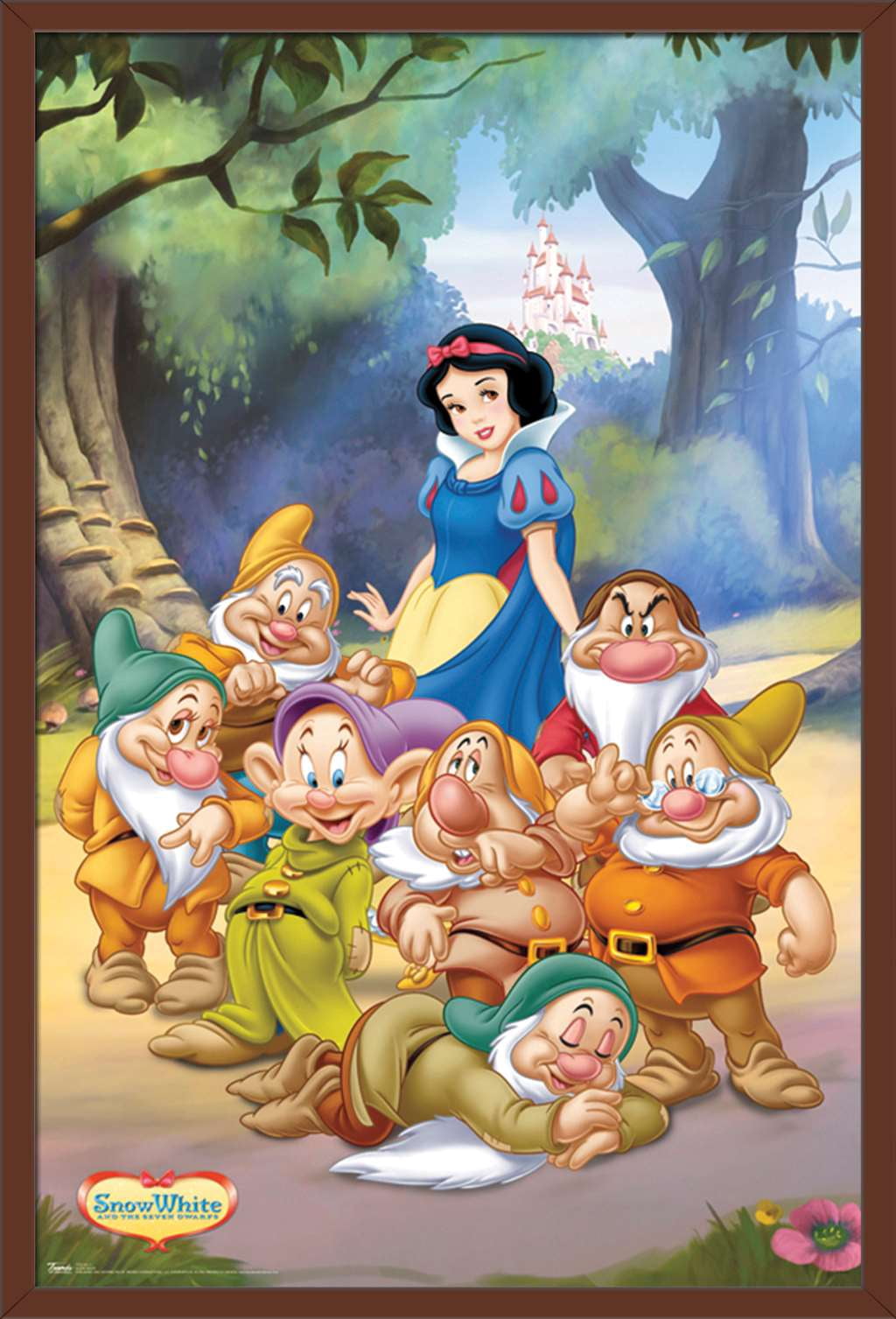 Disney Snow White and the Seven Dwarfs - Group Wall Poster, 22.375" x 34", Framed