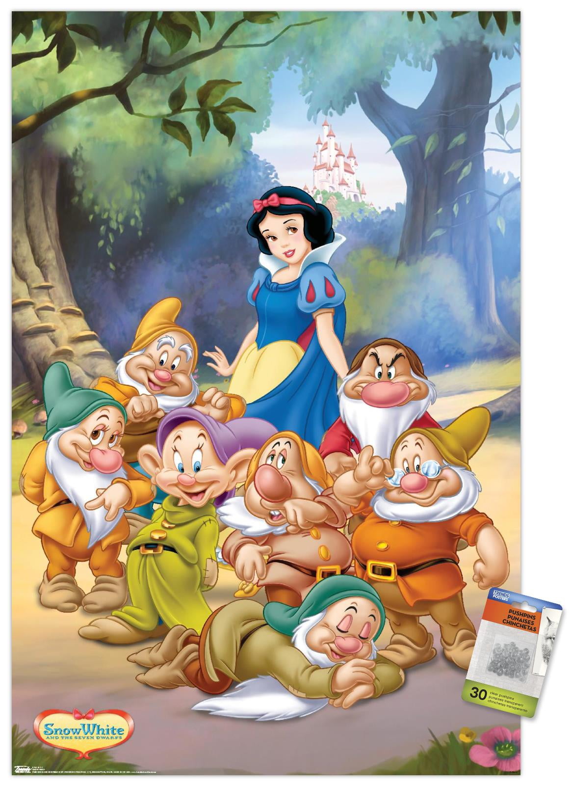 【 White and the Seven Dwarfs】イラスト Disney Snow White and the Seven Dwarfs - Group Wall Poster