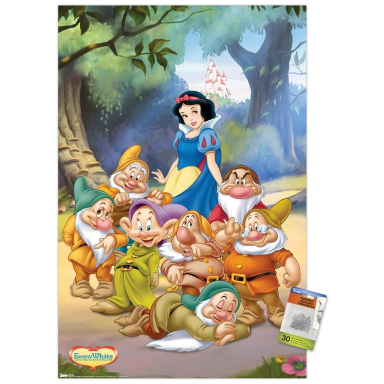 【 White and the Seven Dwarfs】イラスト Disney Snow White and the Seven Dwarfs - Group Wall Poster