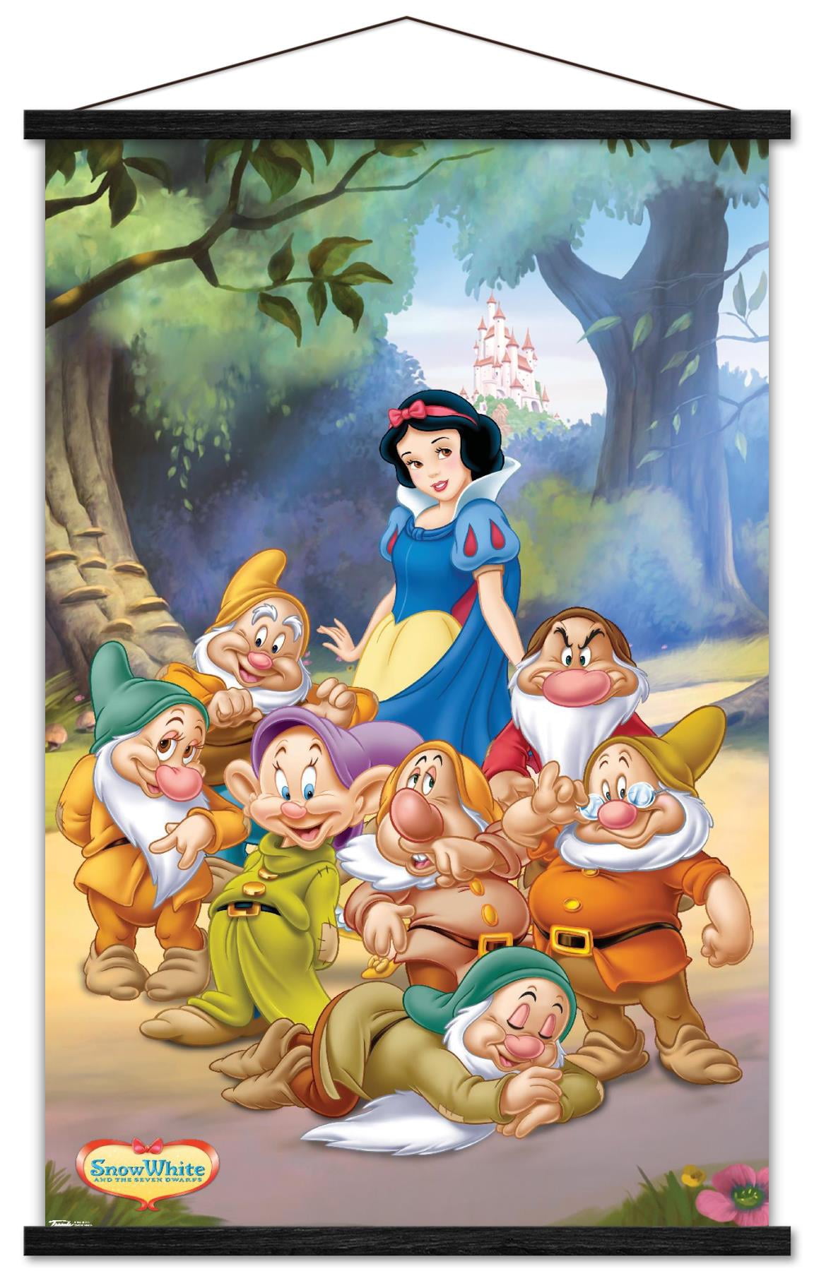 Disney Snow White and the Seven Dwarfs - Group Wall Poster with Wooden ...