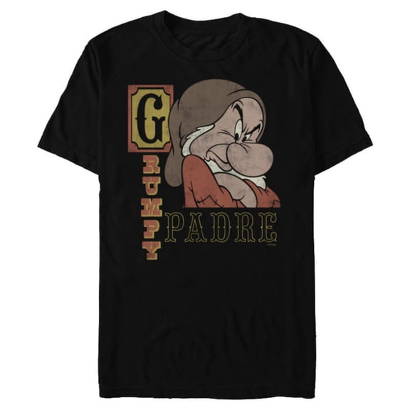 Disney Snow White and the Seven Dwarfs Grumpy Padre - Short Sleeve Blended T-Shirt for Adults - Customized-Black