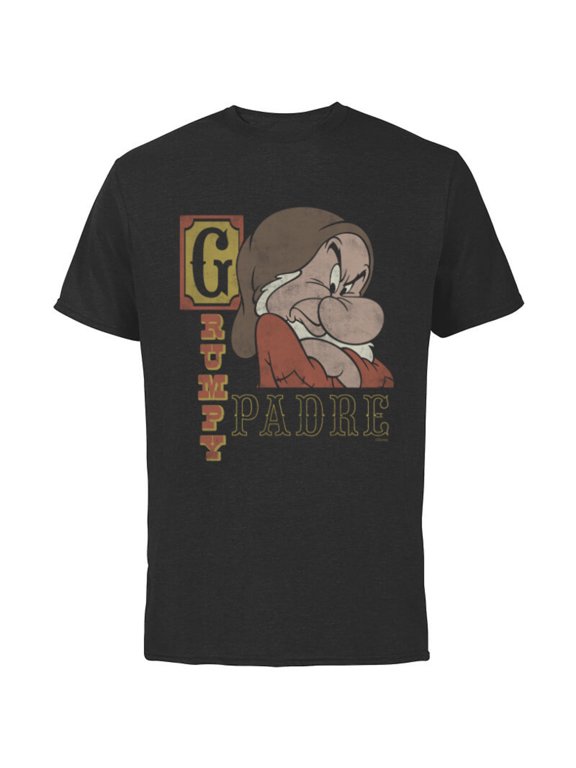 Snow White and the Seven Dwarfs Grumpy Padre - Short Sleeve Cotton T-Shirt for Adults - Customized-Black
