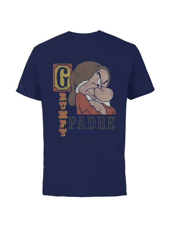 Snow White and the Seven Dwarfs Grumpy Padre - Short Sleeve Cotton T-Shirt for Adults - Customized-Navy