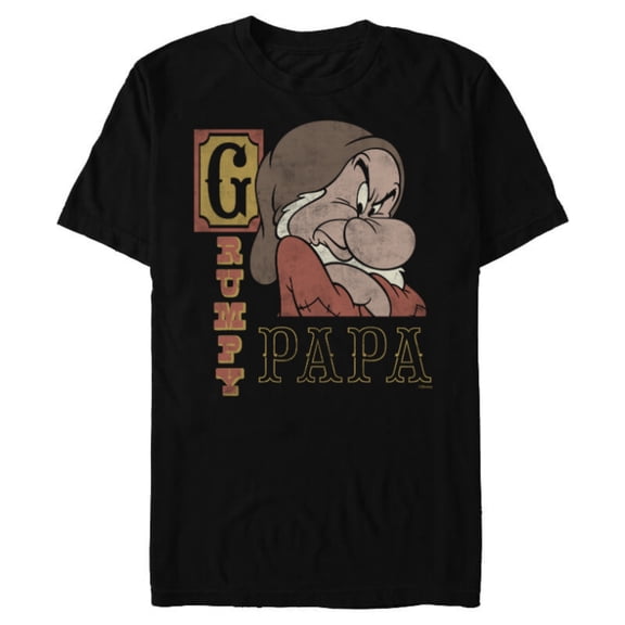 Disney Snow White and the Seven Dwarfs Grumpy Papa - Short Sleeve Blended T-Shirt for Adults - Customized-Black