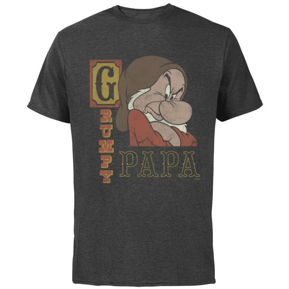 Disney Snow White and the Seven Dwarfs Grumpy Papa - Short Sleeve Cotton T-Shirt for Adults - Customized-Charcoal