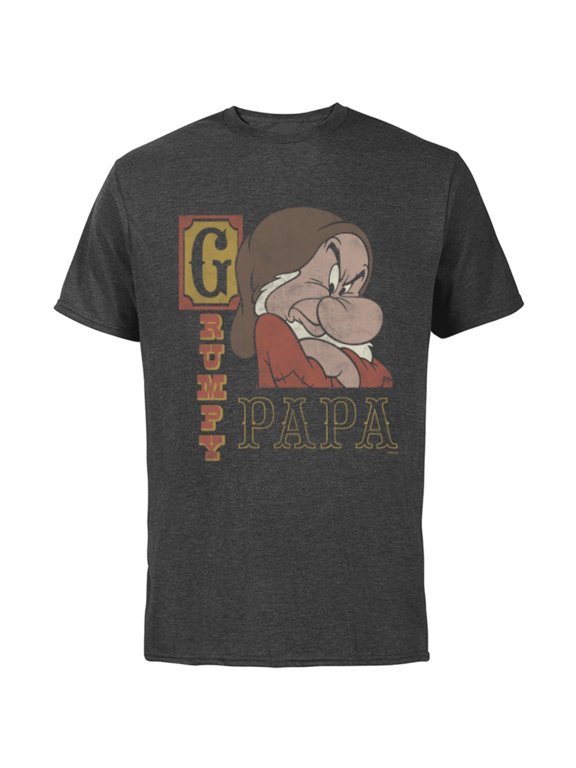 Snow White and the Seven Dwarfs Grumpy Papa - Short Sleeve Cotton T-Shirt for Adults - Customized-Charcoal