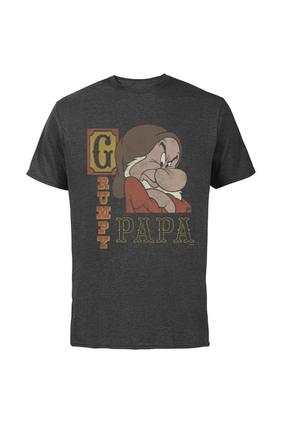 Snow White and the Seven Dwarfs Grumpy Papa - Short Sleeve Cotton T-Shirt for Adults - Customized-Charcoal
