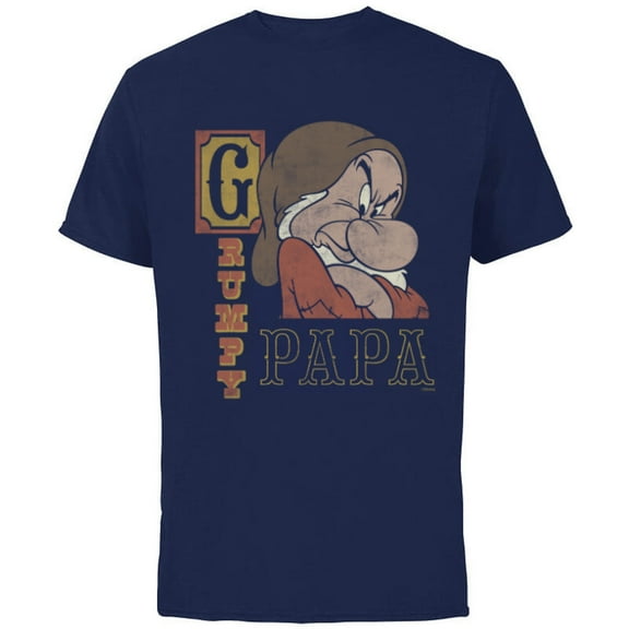 Disney Snow White and the Seven Dwarfs Grumpy Papa - Short Sleeve Cotton T-Shirt for Adults - Customized-Navy