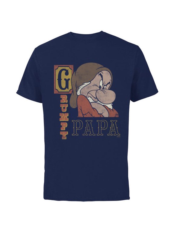 Snow White and the Seven Dwarfs Grumpy Papa - Short Sleeve Cotton T-Shirt for Adults - Customized-Navy