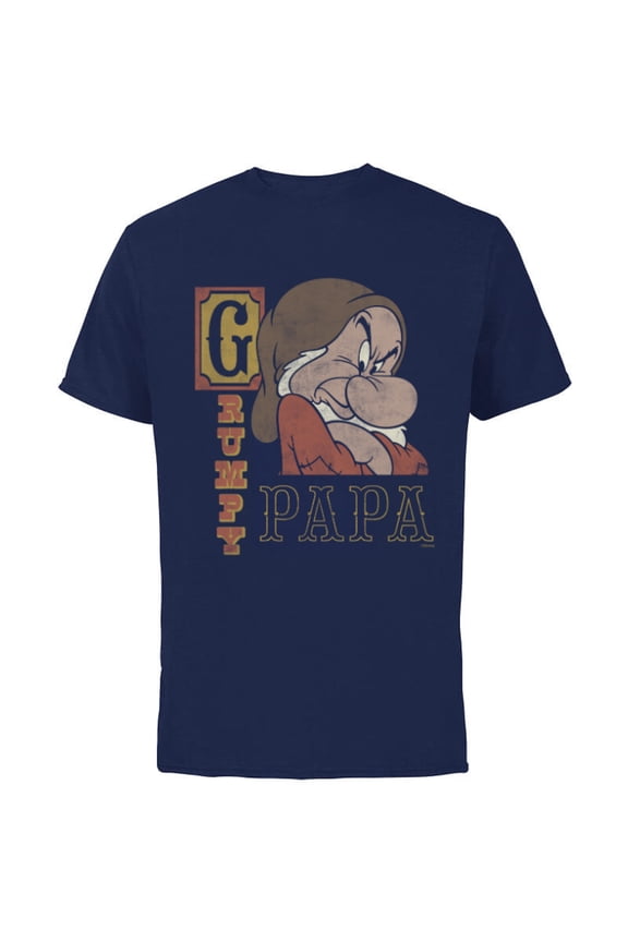 Snow White and the Seven Dwarfs Grumpy Papa - Short Sleeve Cotton T-Shirt for Adults - Customized-Navy