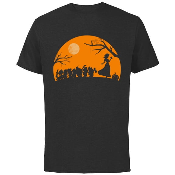 Disney Snow White and the Seven Dwarfs Walking Halloween - Short Sleeve Cotton T-Shirt for Adults - Customized-Black