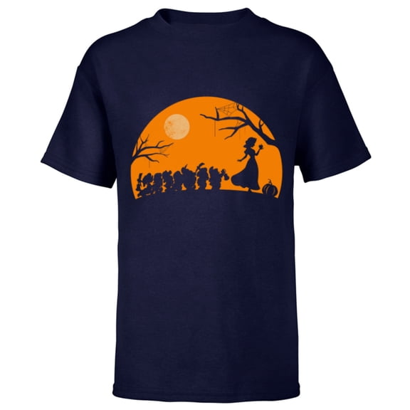 Disney Snow White and the Seven Dwarfs Walking Halloween - Short Sleeve T-Shirt for Kids - Customized-Athletic Navy