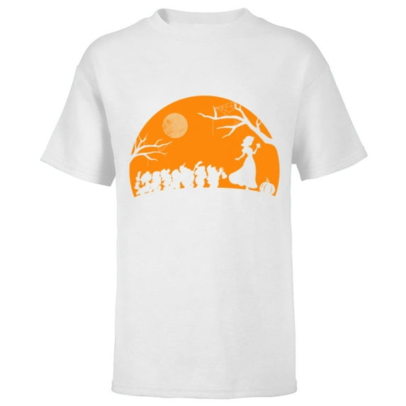 Disney Snow White and the Seven Dwarfs Walking Halloween - Short Sleeve T-Shirt for Kids - Customized-White