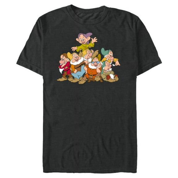 Disney Snow White & the Seven Dwarfs Group Fun - Short Sleeve Blended T-Shirt for Adults - Customized-Graphite Snow Heather