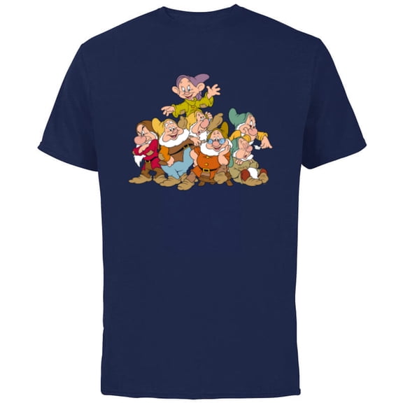 Disney Snow White & the Seven Dwarfs Group Fun - Short Sleeve Cotton T-Shirt for Adults - Customized-Athletic Navy