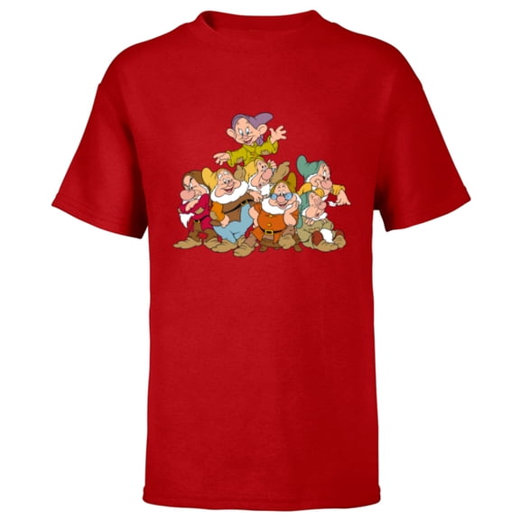 Disney Snow White & the Seven Dwarfs Group Fun - Short Sleeve T-Shirt for Kids - Customized-Red