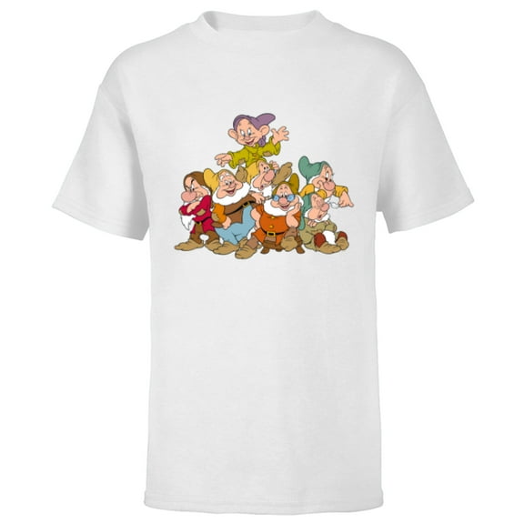Disney Snow White & the Seven Dwarfs Group Fun - Short Sleeve T-Shirt for Kids - Customized-White